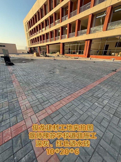 偃師豫蘇學(xué)校道路施工（深灰、紅色透水磚 10*20*6）