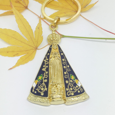 金色阿帕雷西达女神天主教宗教钥匙扣旅游纪念品义乌厂家礼品定做